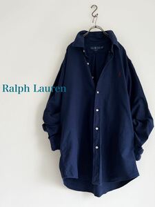 【2点以上で送料無料】Ralph Lauren ラルフローレン ボタンダウンシャツ ネイビー オーバーサイズ