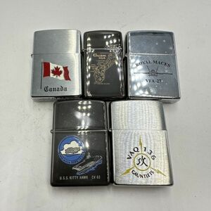 H161-U35-54 ◎ Zippo ジッポー オイルライター 5点まとめセット カナダ グアム キティホーク 他 喫煙具 5点箱付き 1点火花あり ①