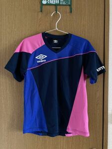 アンブロ UMBRO 美品　半袖ドライTシャツ 150キッズ　ジュニア　紺青ピンク