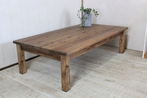 ハンドメイド　アンティーク風ローテーブル140　カフェテーブル　リビングテーブル