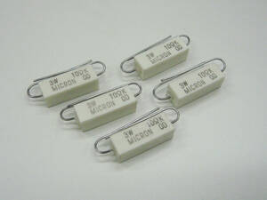 ★☆（管RG019） MICRON セメント抵抗 3W 10Ω 5本セット / NOS Wirewound Resistors 5pcs☆★