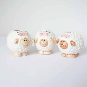 ニュージーランド 羊 陶器製ソルト&ペッパー&爪楊枝入れ N-2024-03-10