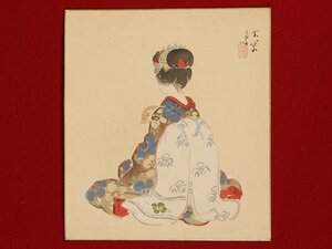 【模写】【伝来】dr1915〈岡本大更〉美人画 舞妓図 マクリ 三重の人 独学の画家 大阪で活躍