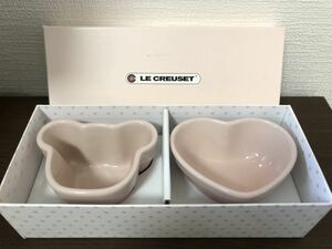 新品　未使用 LE CREUSET ルクルーゼ くま ハート アニマル ラムカン 2点セット ピンクグラデーション　耐熱　離乳食食器　オープン