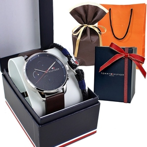 ラッピング済 ギフトセット トミーヒルフィガー メンズ 腕時計 ＆ ブレスレット 2個セット プレゼント 誕生日プレゼント