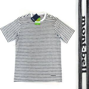 【送料無料!!】新品◆mont-bell◆吸汗速乾 ストレッチ BONO ボノ Ⅱ ストライプ 半袖 ラウンド Tシャツ US S JPN M 黒◆モンベル◆J703