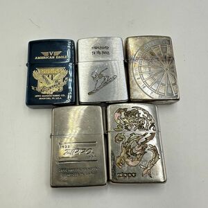 F113 まとめ ◎ Zippo ジッポー 5点まとめセット オイルライター アメリカイーグル ダーツ 他 喫煙具 喫煙グッズ 4点火花あり ①