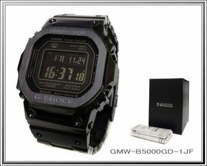 ☆美品CASIO G-SHOCK/G-ショック GMW-B5000GD-1JF ソーラー電波 Bluetooth対応 フルメタル オールブラック メンズ腕時計 送料税込み！