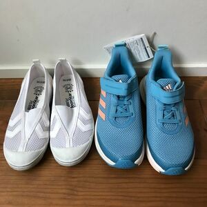 新品未使用 2足 ムーンスター adidasアディダス ジュニア スニーカー 内履き 21cm ブルー MOON STAR 上履き22cm 白 靴 シューズ 新学期 20