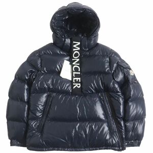 未使用品●21-22AW モンクレール MAURY ロゴワッペン付 ハーフジップ プルオーバー フーデッドダウンジャケット ダークネイビー 2 正規品