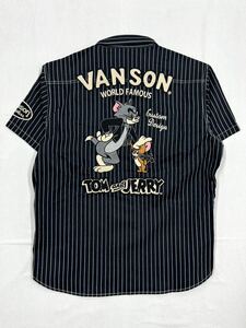 VANSON×TOM&JERRY バンソン トムとジェリー デニム 半袖シャツ TJV-2322 ウォバッシュ Lサイズ