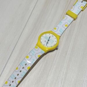 ピンクラテ　腕時計　PKLT 目玉焼きイラスト　アナログ　ネイビー　黄×白　キッズ　子供