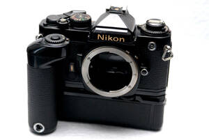 Nikon ニコン 昔の高級一眼レフカメラ FEボディ + 純正モータードライブMD-12付 希少品