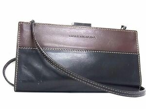 1円 ■極美品■ BALENCIAGA バレンシアガ レザー バイカラー ショルダーバッグ 肩掛け レディース ブラック系×ブラウン系 AW8420