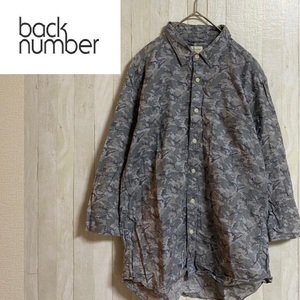 BACK NUMBER★バックナンバー★メンズ カモ柄 リネンコットン シャツ★サイズM　28-26