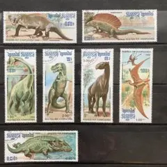 恐竜切手 ヴィンテージ使用済み外国切手（消印付）