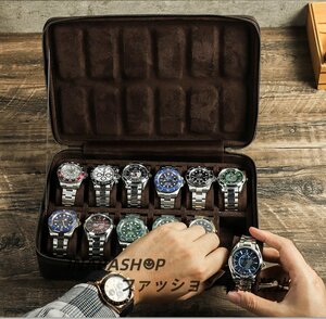 腕時計ケース 本革 牛革 時計ケース 12本用 長方形 ウオッチケース 収納ボックス コレクションケース 持ち運び 便利コンパクト プレゼント