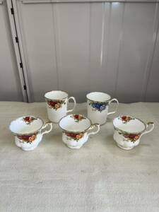 ROYAL ALBERT ロイヤル アルバート ティーカップ 3点 マグカップ 2点 計5点まとめ 花柄 洋食器 金彩 現状品 