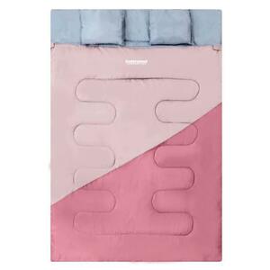 ２人用 寝袋 冬夏兼用 筒型 シュラフ コンパクト 軽量 キャンプ 枕付き