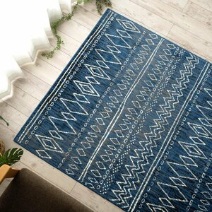 ■■サヤンサヤン カーペット ラグ 絨毯 ベルギー ウィルトン織り 手書き風 ライン 約 140×200cm 1.5畳 ジーンズ