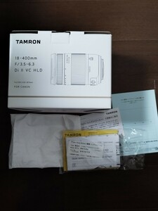 TAMRON タムロン 18-400mm F/3.5-6.3 Di II VC HLD (Model B028) [キヤノン用] 元箱 取説　マニュアル 未記入保証書、レンズありません