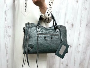 極美品 BALENCIAGA バレンシアガ ザ・シティ ハンドバッグ トートバッグ バッグ レザー グレー A4収納可 71058