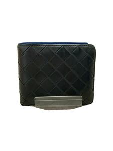 BOTTEGA VENETA◆イントレチャート/2つ折り財布/レザー/BLK/メンズ