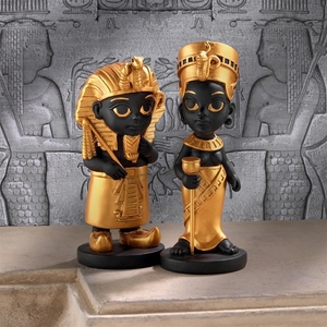 古代エジプト王国 王と王女のデフォルメ像　ファラオ立像エジプト雑貨インテリア置物オブジェ装飾品フィギュアネフェルタリホームデコ小物