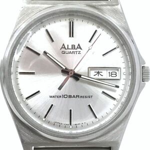 SEIKO セイコー ALBA アルバ 腕時計 V743-8A10 クオーツ アナログ ラウンド シルバー カレンダー 格好良い 電池交換済み 動作確認済み