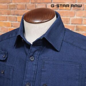 1円/G-STAR RAW/XXSサイズ/カジュアル シャツ UTILITY STRAIGHT SHIRT オックスフォード 無地 長袖 新品/紺/ネイビー/ia230/