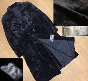 メンズ SAGA MINK ROYAL サガ ミンク ロイヤル 毛皮 ファー ロング丈 ダブル チェスター コート シェアードミンク 黒 ブラック シェアード