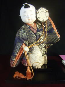 木目込人形「自慢の鼓太鼓打ち・わらべ」Japanese Doll浮世舞人形◆和楽器 邦楽/伝統芸能/ 東京/江戸//歌舞伎/能/５月人形/ドール銅像(^o^)