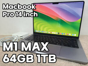 【美品】Apple MacBook Pro 14(2021, A2442) M1 MAX / RAM 64GB / SSD 1TB / スペースグレー / 充放電回数 : 82 [MC041]