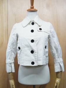 TS 綺麗 BURBERRY LONDON バーバリーロンドン 織柄 ショート丈 ジャケット 白 サイズ38
