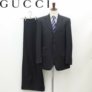 国内正規品●GUCCI グッチ バーズアイ シルク混 セットアップ スーツ ネイビー 50R