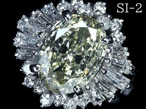 IRG11519SS【1円～】新品【RK宝石】SI-2 極上イエローダイヤモンド 特大1.38ct!! 極上脇石クリアダイヤ 0.83ct Pt900 超高級リング ダイヤ