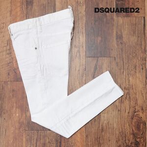 1円/DSQUARED2/42サイズ/訳 美脚デニムパンツ S74LB0989 SKATER JEAN ストレッチ 無地 爽やか イタリア製 新品/白/ホワイト/id135a/