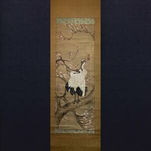 【芸】作者不明（鶴図）日本画　江戸時期　古美術　肉筆紙本　掛軸　
