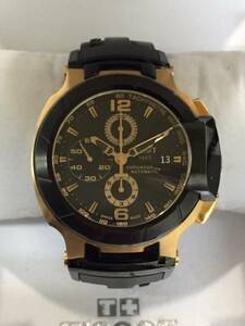 美品！格安！TISSOT ティソ Tレース クロノグラフ 自動巻き SS×ラバー メンズ腕時計 T048.427.27.057.01