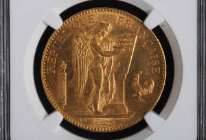 1908年-A フランス 第３共和国 天使 憲法 100フラン金貨 アンティークコイン NGC MS61 未使用 送料無料 匿名配送