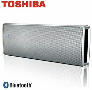 TOSHIBA ポータブル Bluetooth4.0 スピーカーTY-WSP61 内蔵マイク搭載 ワイヤレススピーカー　ポーチ・ストラップ付き シルバー 【新品】