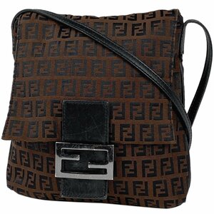 フェンディ FENDI ズッキーノ柄 ショルダーバッグ キャンバス ブラウン 8BT075 レディース 【中古】