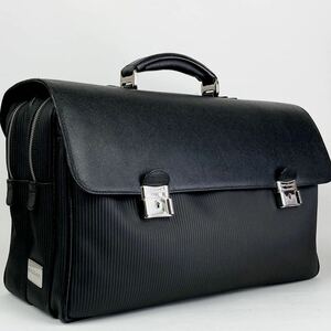 美品 BVLGARI ブルガリ ミレリゲ ビジネスバッグ ブリーフケース メンズ トート PVC レザー 革 ブラック 黒 A4収納 1円 書類 カバン 鞄