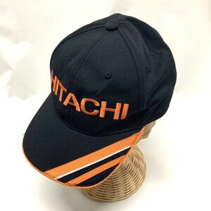 激レア 入手困難 非売品 極美品 HITACHI 日立製作所 肉厚刺繍 ワークキャップ 帽子 CAP ブラック オレンジ コレクター