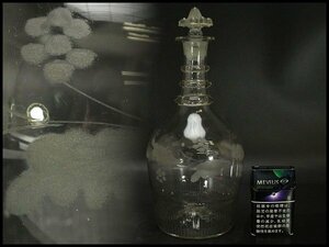 【銀閣】アンティーク カットガラス デキャンタ 瓶 高29.5cm 旧家蔵出(RC880)