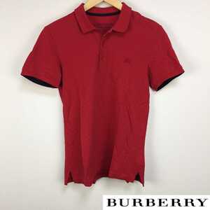 美品 BURBERRY BLACK LABEL 半袖ポロシャツ レッド サイズ2 返品可能 送料無料
