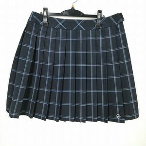 1円 スクールスカート 大きいサイズ 夏物 w80-丈51 チェック 中学 高校 プリーツ 学生服 制服 女子 中古 IN5494