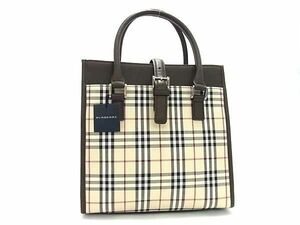 ■新品■未使用■ BURBERRY バーバリー ノバチェック ナイロンキャンバス×レザー トートバッグ ハンドバッグ ベージュ系 AX3461