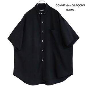 5687/COMME des GARCONS HOMME ボタンダウン半袖シャツ XL程度●アシンメトリー裾 コムデギャルソン オム アーカイブ ビンテージ古着