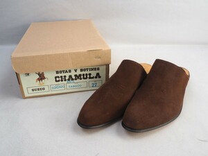 6T240220 未使用/保管品 CHAMULA チャムラ サンダル サボサンダル ブラウン スエード 27cm